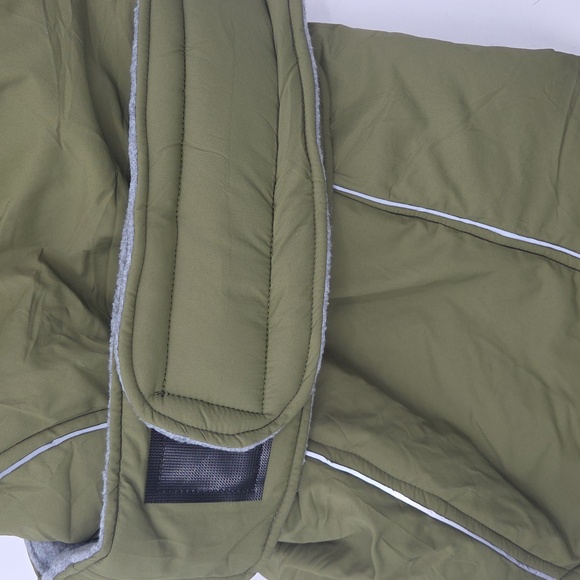 Army Green Dog Coat with Gray Trim - Picture 12 of 16